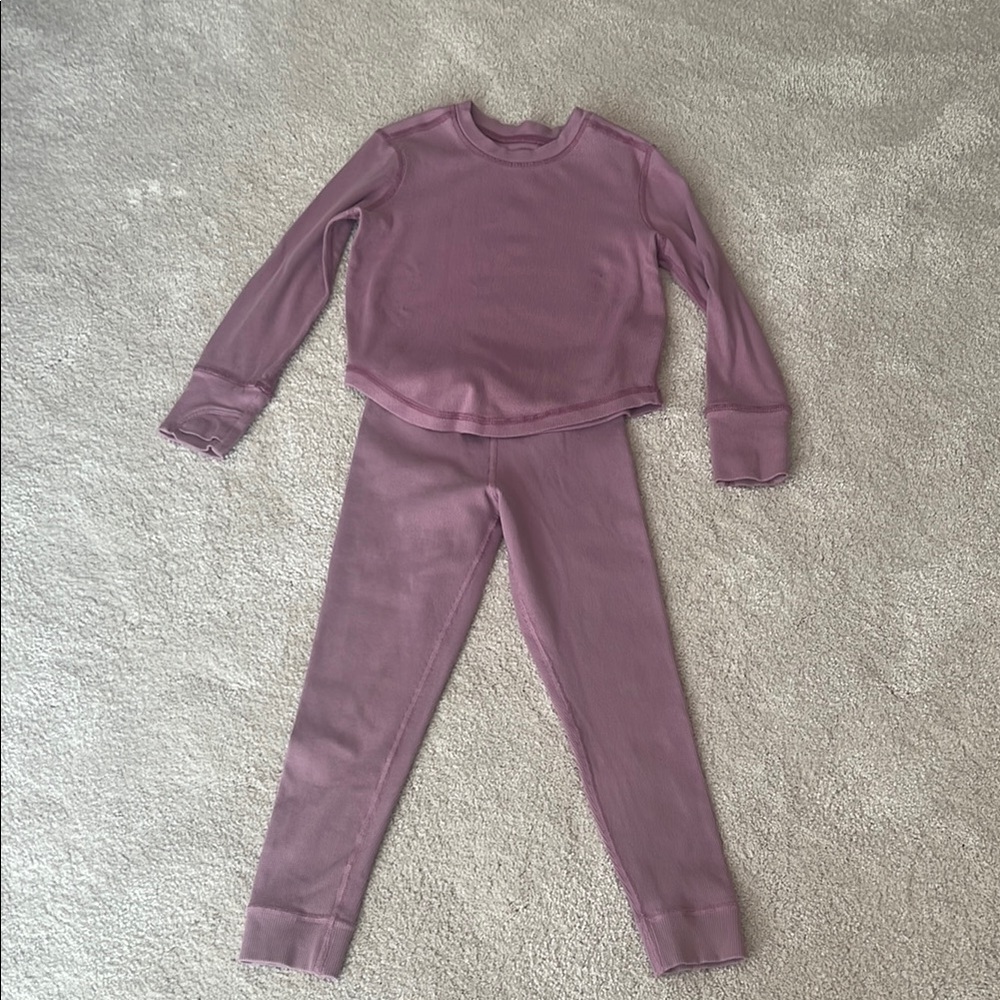 HANNA ANDERSON Purple Ribbed Matching Long-Sleeve Top and Pants